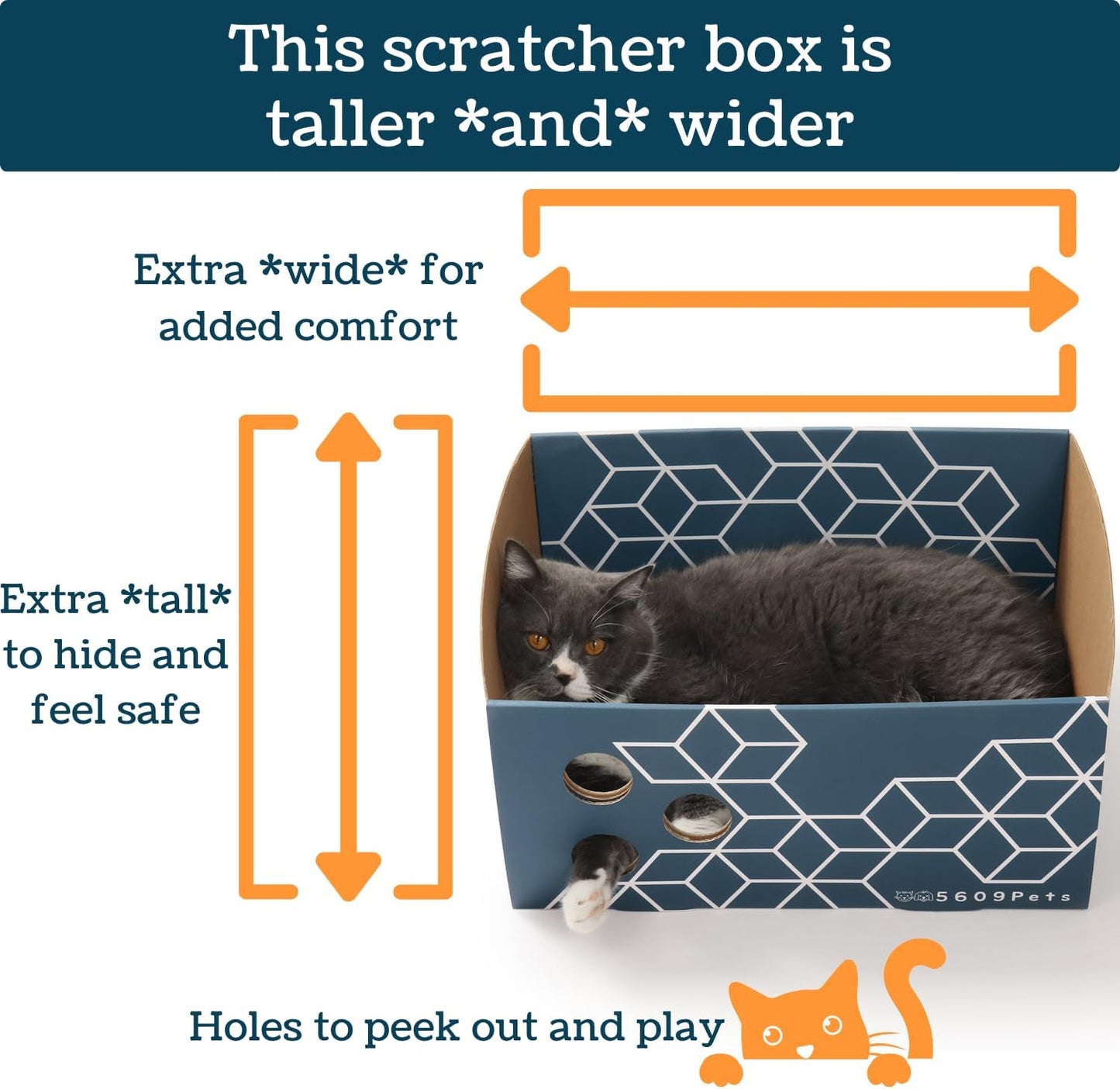 Cardboard Cat Scratch Box with Refillable Double-Sided Cat Scratcher Pad for Indoor Cats