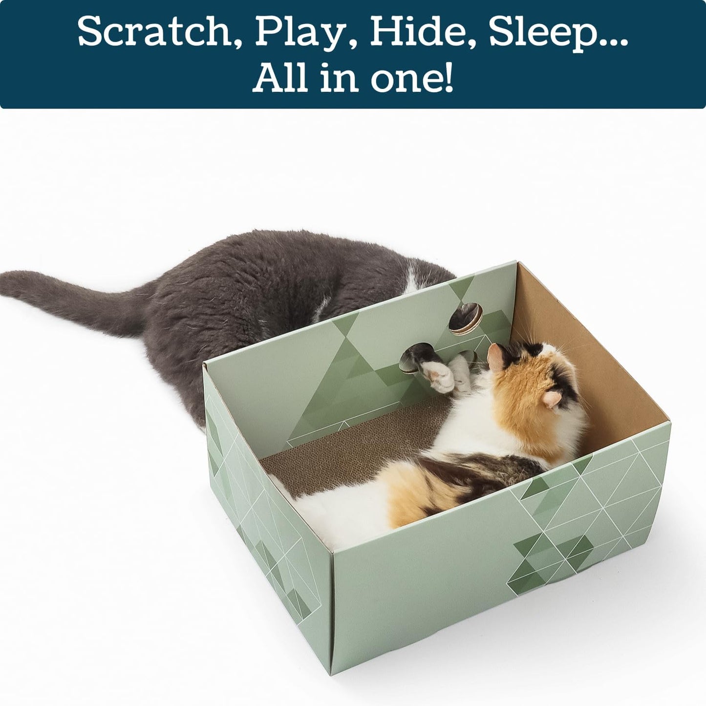 Cardboard Cat Scratching Box with Refillable Double-Sided Cat Scratcher Board for Indoor Cats