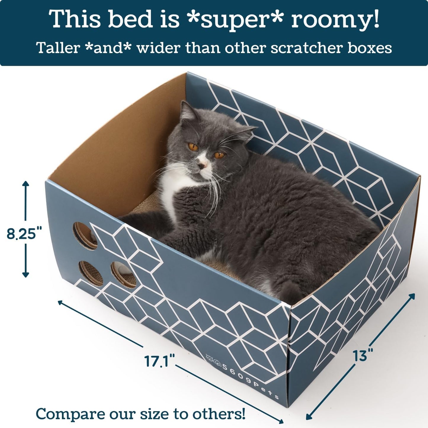 Cardboard Cat Scratch Box with Refillable Double-Sided Cat Scratcher Pad for Indoor Cats