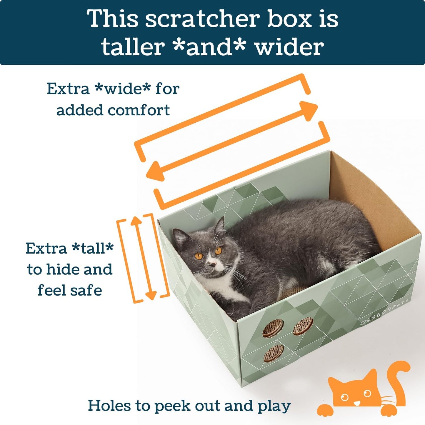 Cardboard Cat Scratching Box with Refillable Double-Sided Cat Scratcher Board for Indoor Cats