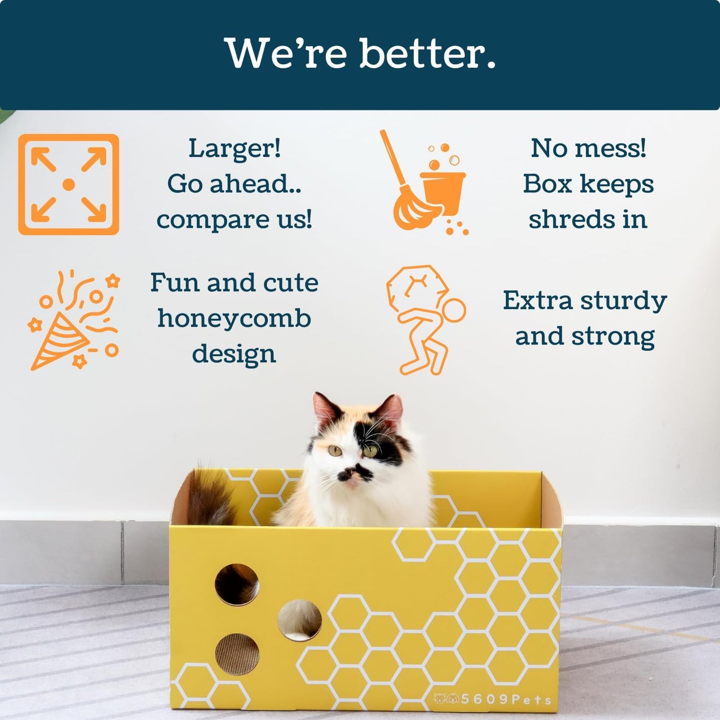 Cardboard Cat Scratcher Box with Refillable Double-Sided Cat Scratching Board for Indoor Cats